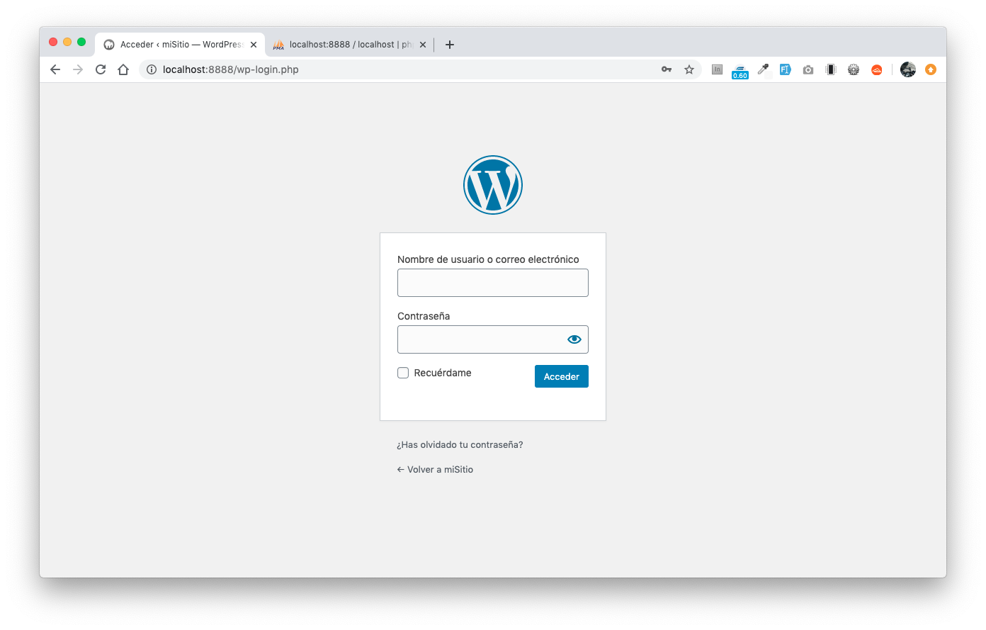 WordPress - Ventana de login
